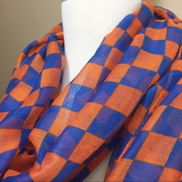 Orange & Blue Spirit Checkerboard Infinity Scarf - Picture 3 of 4